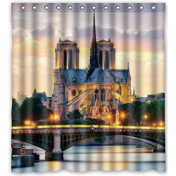 Ganma Evening City Street With Light Shower Curtain Polyester Fabric Bathroom Shower Curtain 66x72 inches