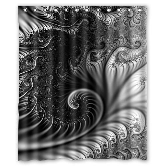 Ganma Fashion Black And White Wallpaper Designs Shower Curtain Polyester Fabric Bathroom Shower Curtain 60x72 inches