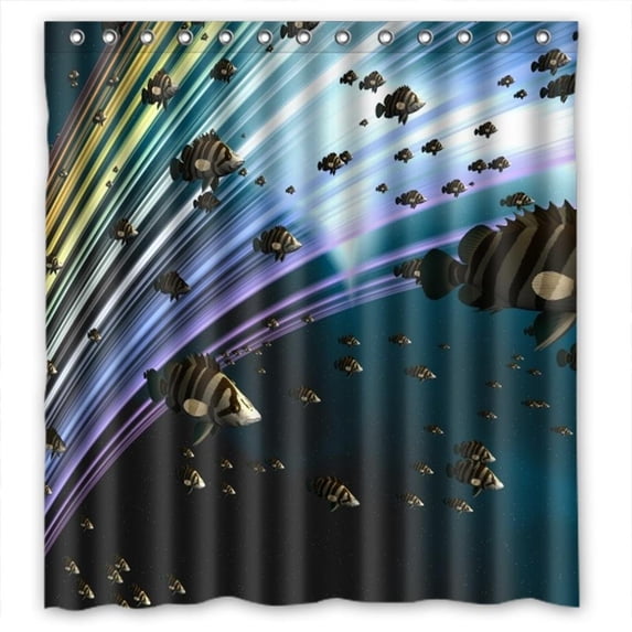 Ganma Fish swimming underwater rainbow Shower Curtain Polyester Fabric Bathroom Shower Curtain 66x72 inches