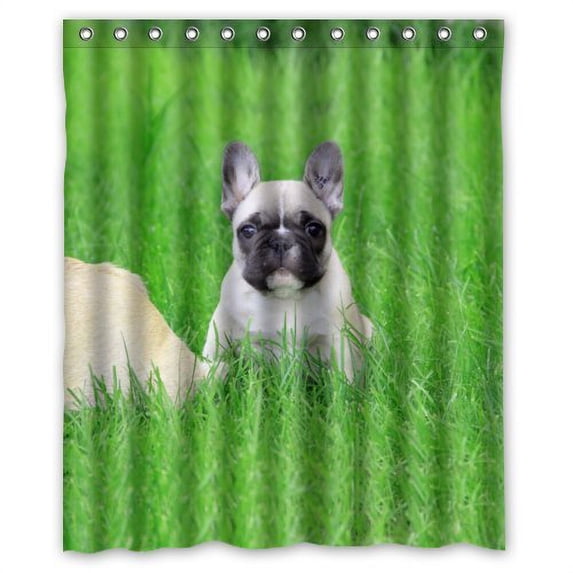 Ganma Funny Bulldog Shower Curtain Polyester Fabric Bathroom Shower Curtain 60x72 inches