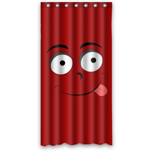 Ganma Funny Cute Red Face Sticking Tongue Out Shower Curtain Polyester Fabric Bathroom Shower Curtain 36x72 inches