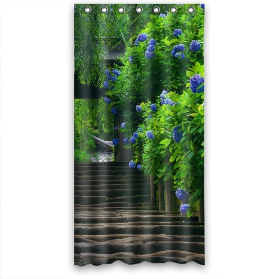 Ganma Glam Blue Flowers Ball Path Shower Curtain Polyester Fabric Bathroom Shower Curtain 36x72 inches