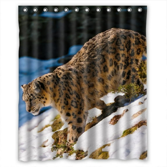 Ganma Goaging Leopard Shower Curtain Polyester Fabric Bathroom Shower Curtain 60x72 inches