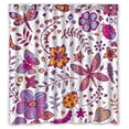 thumbnail image 1 of Ganma Green Floral Colorful Flying Butterfly Shower Curtain Polyester Fabric Bathroom Shower Curtain 66x72 inches, 1 of 3