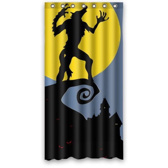 Ganma Halloween Time Wolfman Way To Castle Shower Curtain Polyester Fabric Bathroom Shower Curtain 36x72 inches