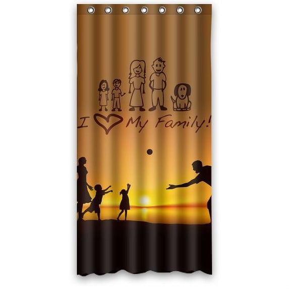 Ganma I Love My With The Playing Ball At Sunrise Shower Curtain Polyester Fabric Bathroom Shower Curtain 36x72 inches