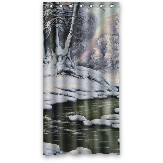 Ganma King Queen Winter Forest And Eagle Shower Curtain Polyester Fabric Bathroom Shower Curtain 36x72 inches