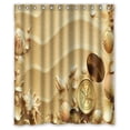 thumbnail image 1 of Ganma Most Beautiful Design Golden Compass Shells Sandy Beach Sand Shower Curtain Polyester Fabric Bathroom Shower Curtain 60x72 inches, 1 of 3