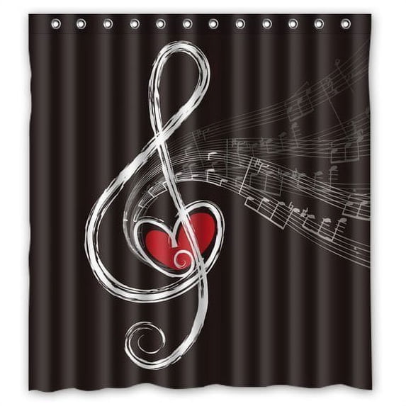 Ganma Music Note Shower Curtain Polyester Fabric Bathroom Shower Curtain 66x72 inches