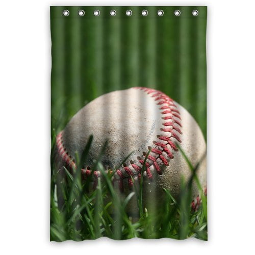 Ganma New Arrival Print Baseball On The Grass Children Shower Curtain Polyester Fabric Bathroom Shower Curtain 66x72 inches