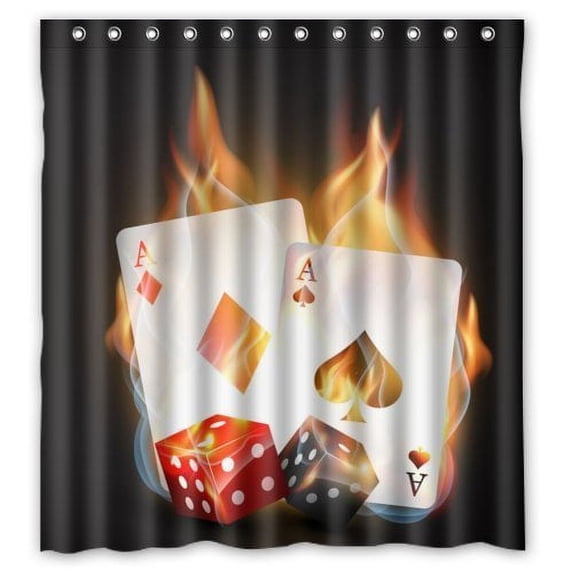 Ganma Popular Playing Cards Shower Curtain Polyester Fabric Bathroom Shower Curtain 66x72 inches