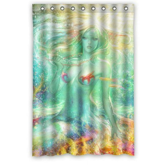 Ganma Pretty Marine Vintage Mermaid Shower Curtain Polyester Fabric Bathroom Shower Curtain 48x72 inches