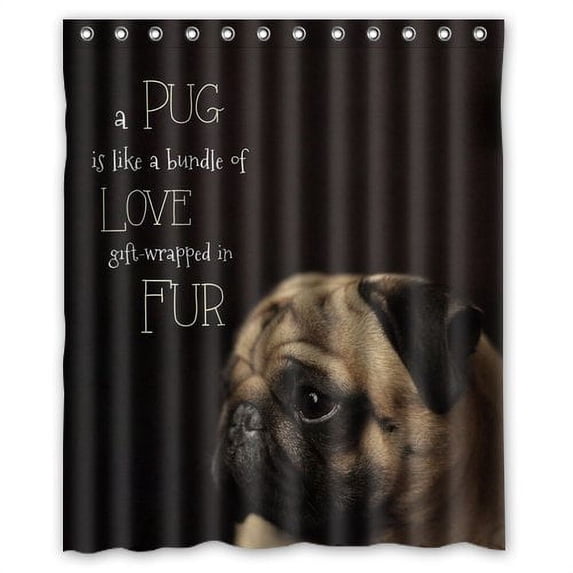 Ganma Pug dog Shower Curtain Polyester Fabric Bathroom Shower Curtain 60x72 inches