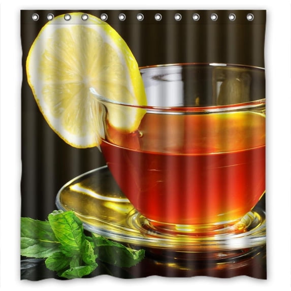 Ganma Pure fresh tea and lemon Shower Curtain Polyester Fabric Bathroom Shower Curtain 66x72 inches