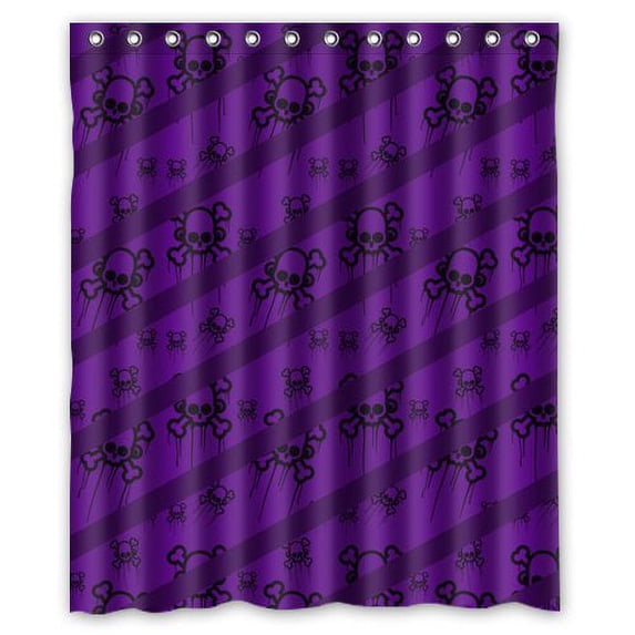 Ganma Purple Skulls Shower Curtain Polyester Fabric Bathroom Shower Curtain 60x72 inches