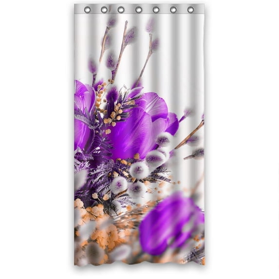 Ganma Purple Tulips Elegent Flower Shower Curtain Polyester Fabric Bathroom Shower Curtain 36x72 inches