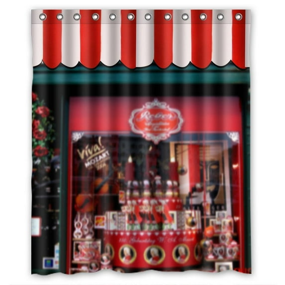 Ganma Red Romatic Shower Curtain Polyester Fabric Bathroom Shower Curtain 60x72 inches