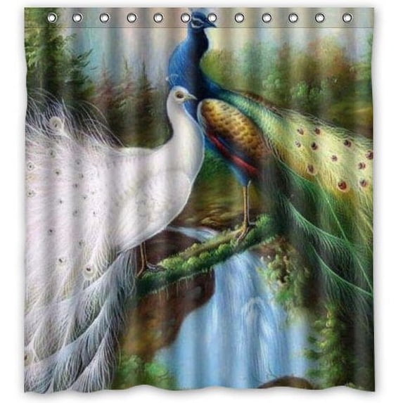 Ganma Retro Beautiful Peacock Shower Curtain Polyester Fabric Bathroom Shower Curtain 66x72 inches