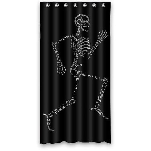 Ganma Running Skeleton Shower Curtain Polyester Fabric Bathroom Shower Curtain 36x72 inches