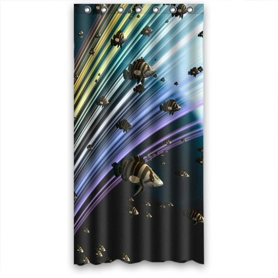 Ganma Fish swimming underwater rainbow Shower Curtain Polyester Fabric Bathroom Shower Curtain 36x72 inches