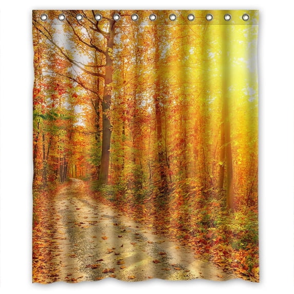 Ganma Seasons Autumn Forests Roads Trees Foliage Rays of light Nature Shower Curtain Polyester Fabric Bathroom Shower Curtain 60x72 inches