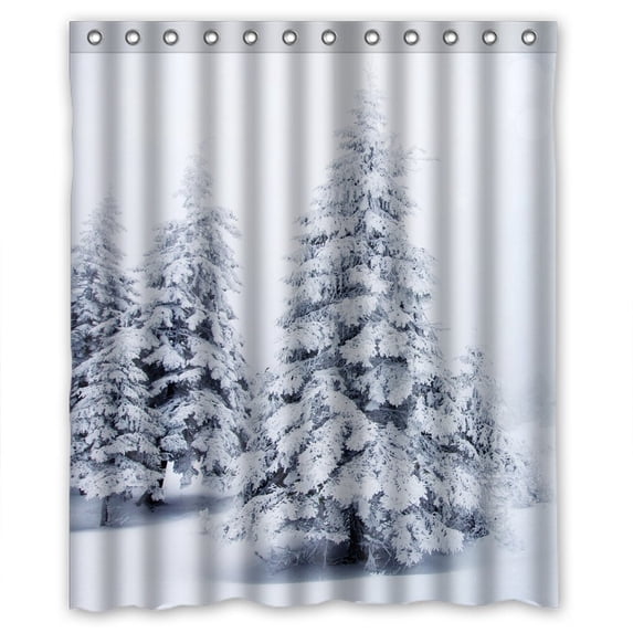 Ganma Seasons Winter Christmas tree Snow Nature Shower Curtain Polyester Fabric Bathroom Shower Curtain 60x72 inches
