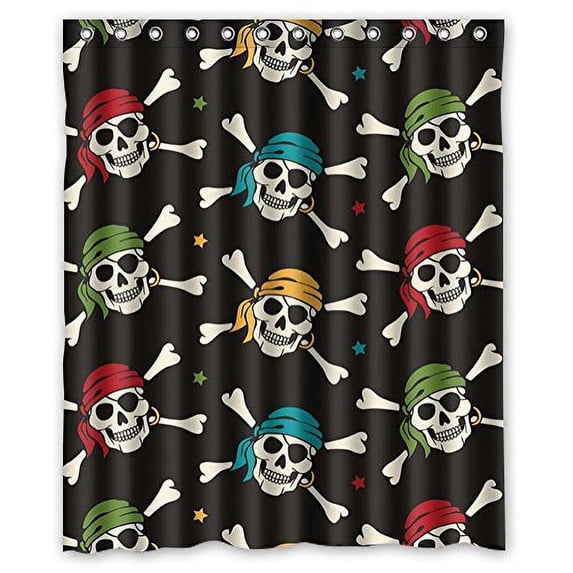 Ganma Skull Flower Shower Curtain Polyester Fabric Bathroom Shower Curtain 60x72 inches