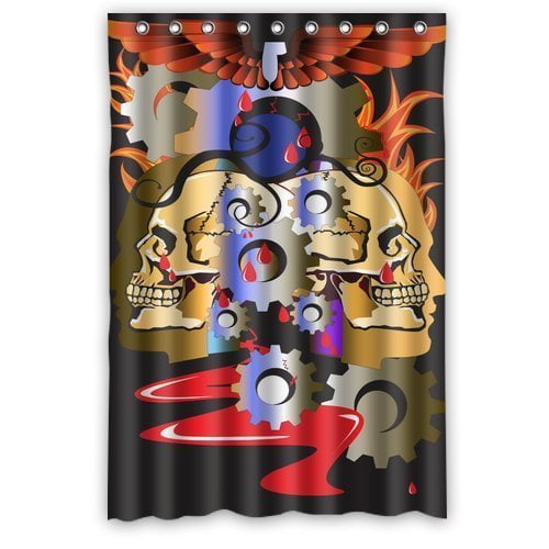 Ganma New Arrival Skull And Cog Shower Curtain Polyester Fabric Bathroom Shower Curtain 48x72 inches