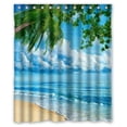 thumbnail image 1 of Ganma Summer Beach Blue Sea Palm Tree Shower Curtain Polyester Fabric Bathroom Shower Curtain 60x72 inches, 1 of 3