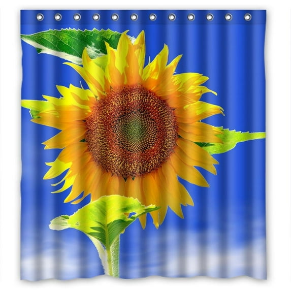 Ganma Sunflower And Blue Sky Shower Curtain Polyester Fabric Bathroom Shower Curtain 66x72 inches