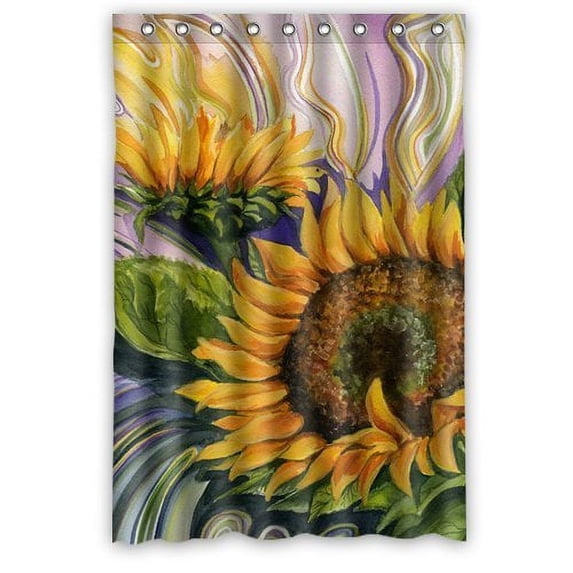 Ganma Sunflower Shower Curtain Polyester Fabric Bathroom Shower Curtain 48x72 inches