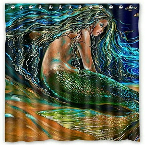 Ganma The Ocean Mermaids Shower Curtain Polyester Fabric Bathroom Shower Curtain 66x72 inches