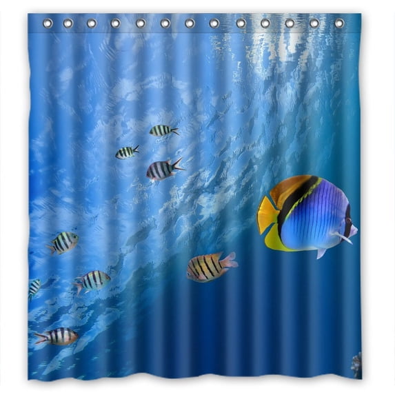 Ganma Underwater World Ocean Animals Sea Sealife Fishes Corals Shower Curtain Polyester Fabric Bathroom Shower Curtain 66x72 inches