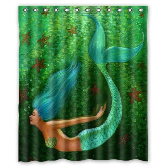 Ganma Underwater World Ocean Deep Sea Beautiful Mermaid Shower Curtain Polyester Fabric Bathroom Shower Curtain 60x72 inches