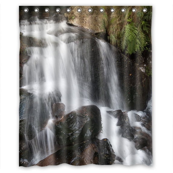 Ganma Waterfalls Stones Nature Shower Curtain Polyester Fabric Bathroom Shower Curtain 60x72 inches