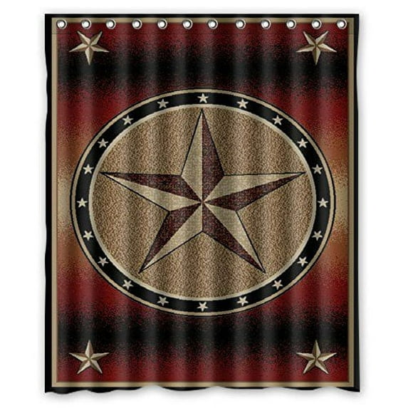 Ganma Western Texas Star Pattern Shower Curtain Polyester Fabric Bathroom Shower Curtain 60x72 inches