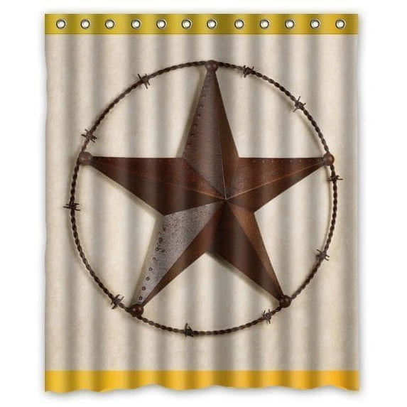 Ganma Western Texas Star Shower Curtain Polyester Fabric Bathroom Shower Curtain 60x72 inches