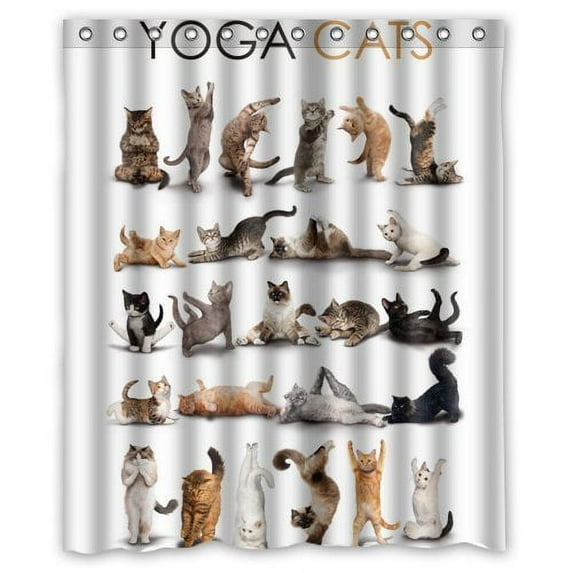 Ganma Yoga Cats Shower Curtain Polyester Fabric Bathroom Shower Curtain 60x72 inches