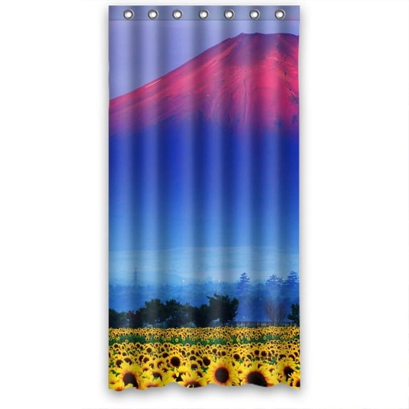 Ganma glam volcano and sunflowers field Shower Curtain Polyester Fabric Bathroom Shower Curtain 36x72 inches
