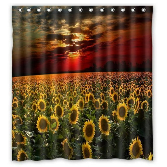 Ganma landscape sunflowers sunset Shower Curtain Polyester Fabric Bathroom Shower Curtain 66x72 inches