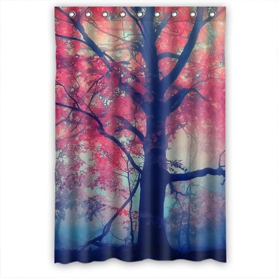 Ganma mistyest and red trees Shower Curtain Polyester Fabric Bathroom Shower Curtain 48x72 inches