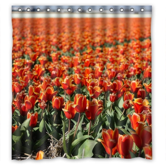 Ganma tulips field flower Shower Curtain Polyester Fabric Bathroom Shower Curtain 66x72 inches