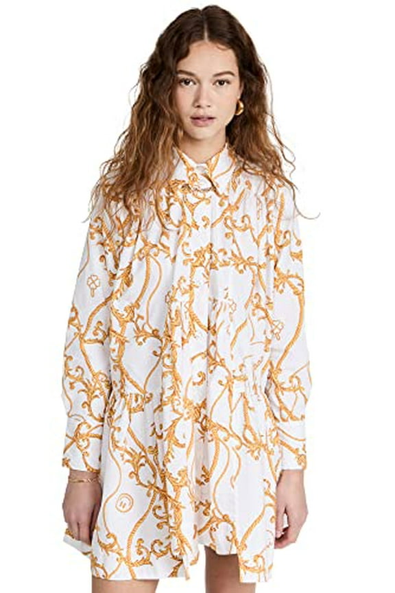 Women's Printed Poplin Mini Shirt Dress, 8