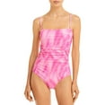 thumbnail image 1 of Ganni Womens Printed Ruched One Piece Swimsuit Pink Size Small / 36, 1 of 2