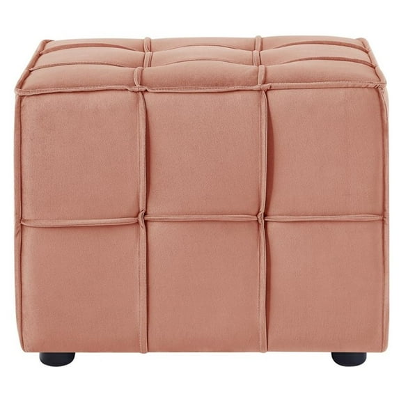 Gannon Ottomans Light Pink Velvet Upholstered Piping Trim