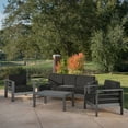 thumbnail image 1 of Gannon Outdoor 4 Piece Aluminum Sofa Chat Set with Cushions, Grey, Dark Grey, 1 of 10