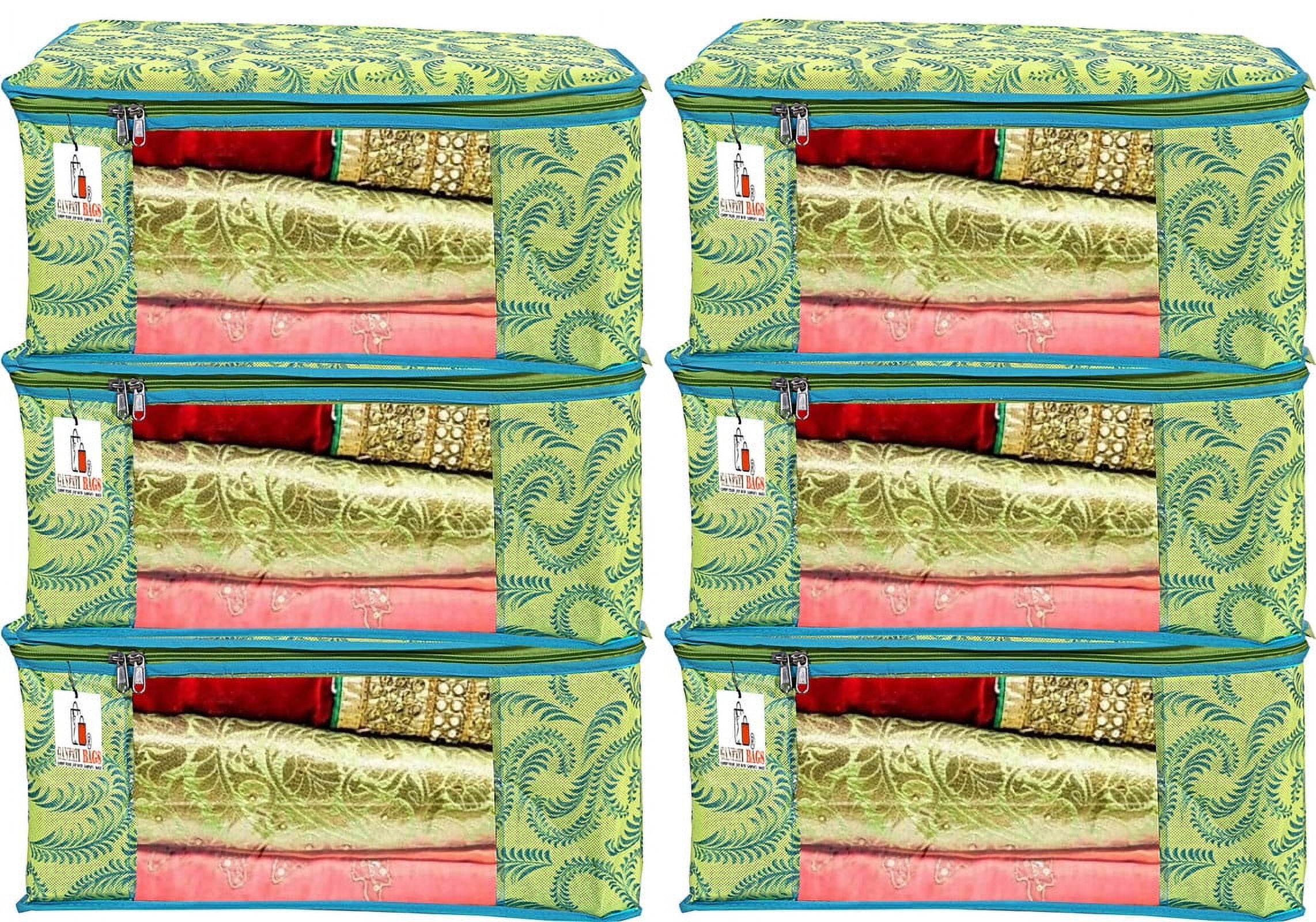 Ganpati Bags Presents Leaf Pritnt Saree Covers With ZipSaree Covers