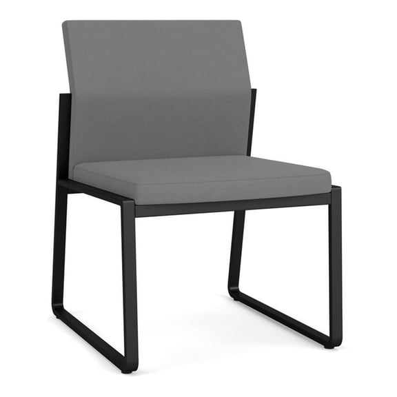 Gansett Reception Waiting Armless Guest Chair / Black Steel / Light Gray