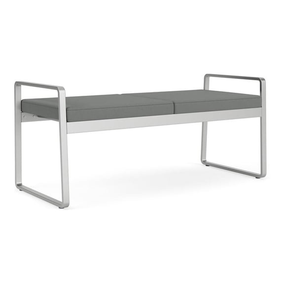 Gansett Reception Waiting Room 2-Seat Bench / Silver Steel / Light Gray