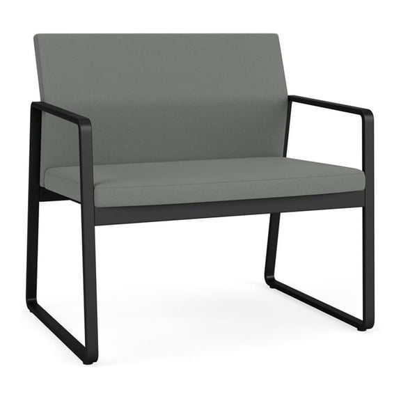Gansett Reception Waiting Room Bariatric Chair / Black Steel / Light Gray